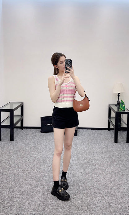 C*♥2025 new products Striped hollow knitted vest