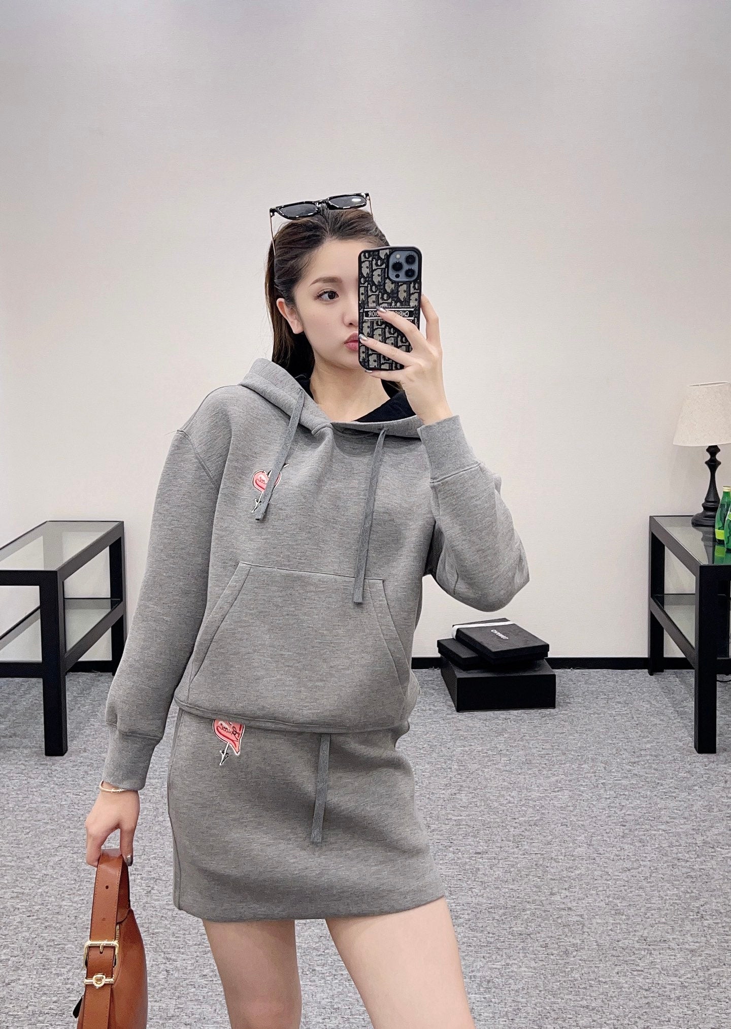 G*♥2025 new products are on sale Hooded drawstring sweatshirt and short skirt set