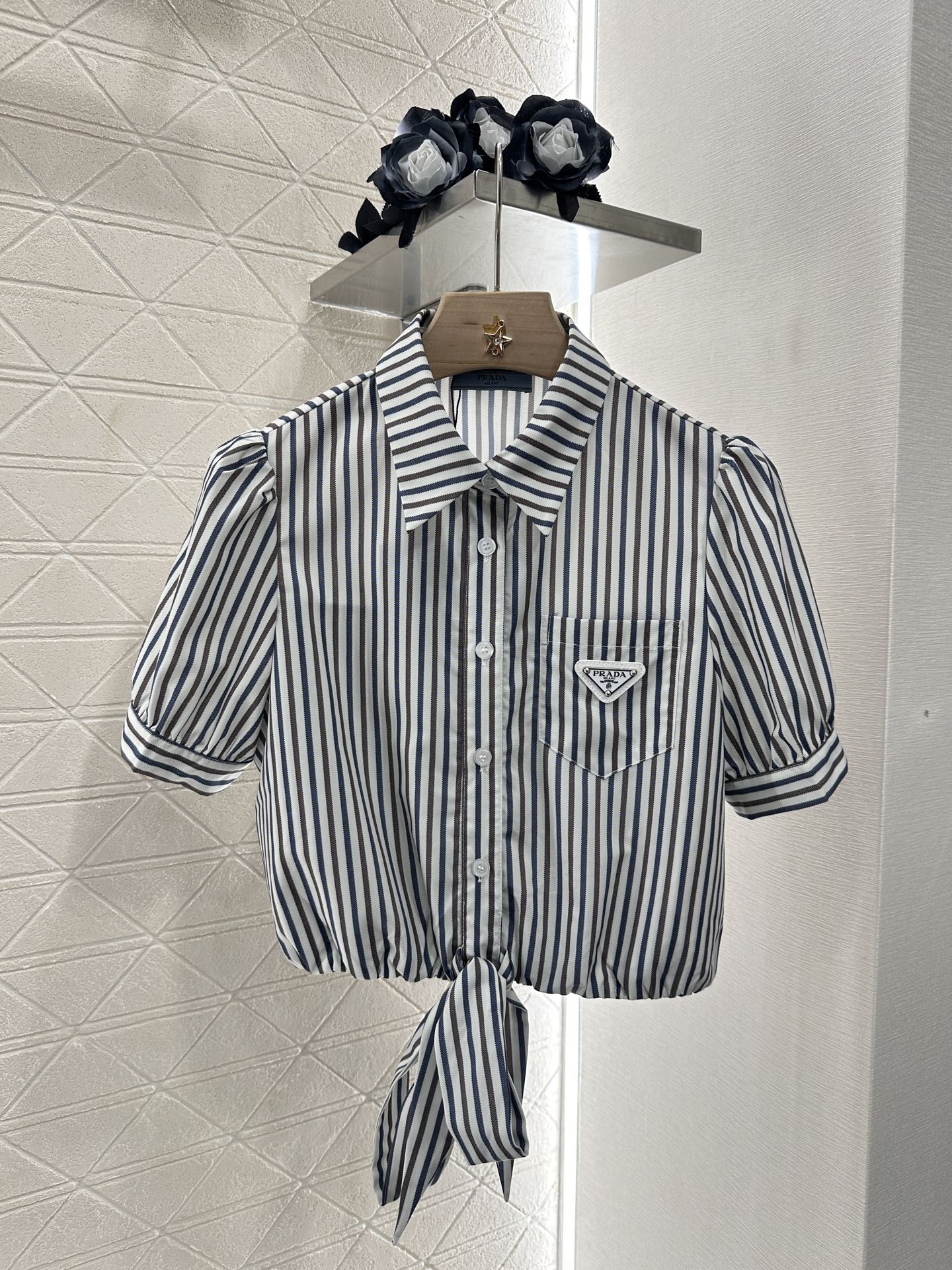 P*♥2025 new products Striped short-sleeved shirt and trousers set