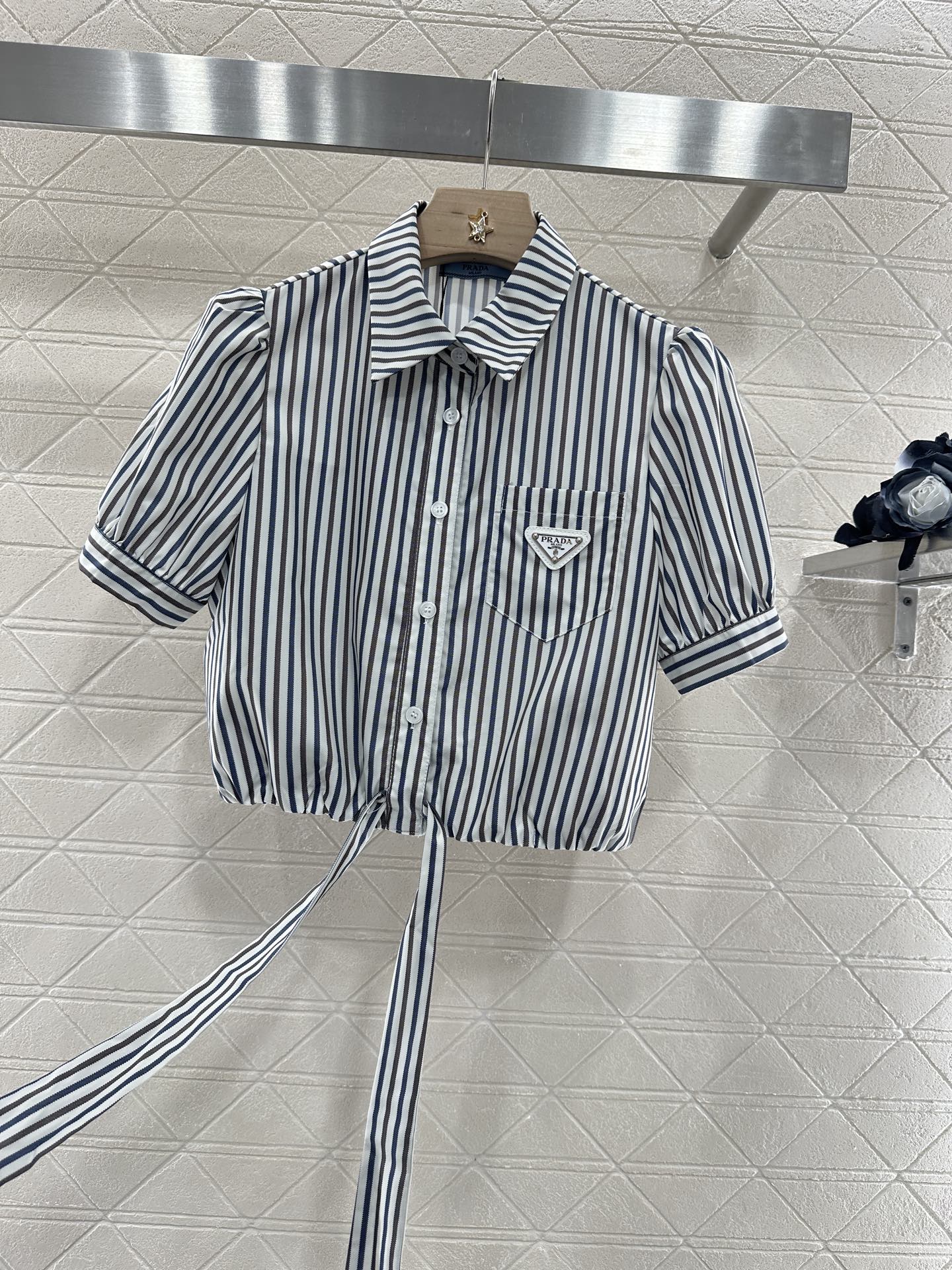 P*♥2025 new products Striped short-sleeved shirt and trousers set
