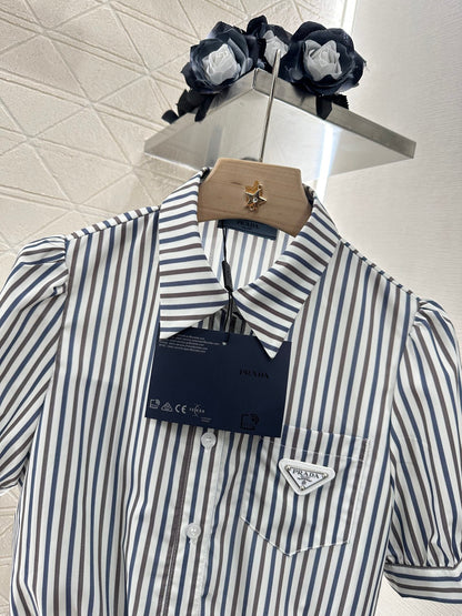 P*♥2025 new products Striped short-sleeved shirt and trousers set