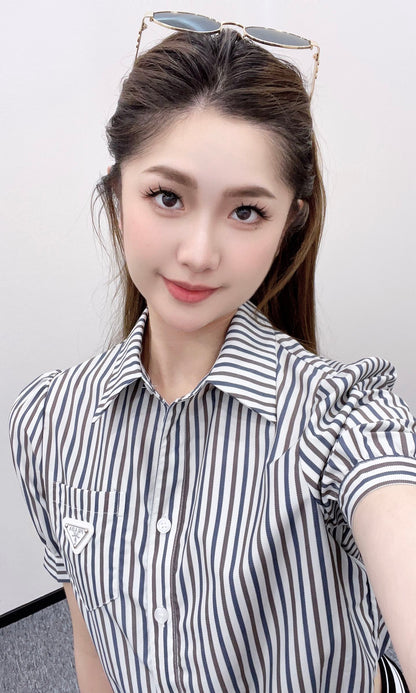 P*♥2025 new products Striped short-sleeved shirt and trousers set