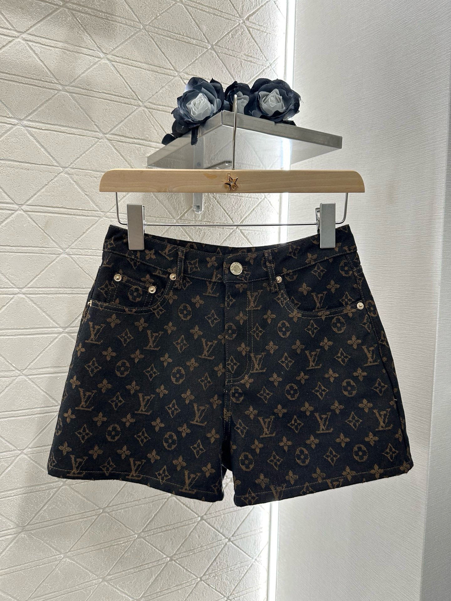 L*♥2025 new product Pocket short-sleeved top with jacquard shorts set