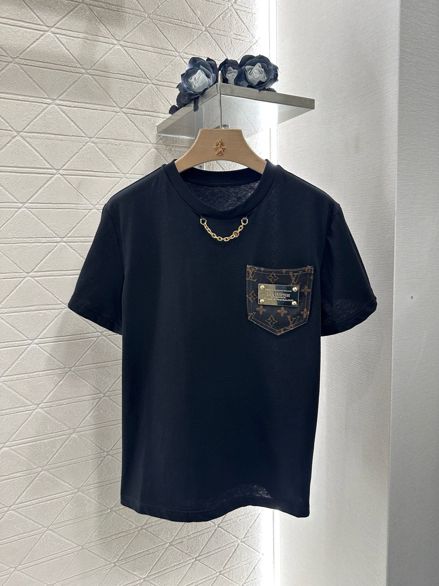 L*♥2025 new product Pocket short-sleeved top with jacquard shorts set