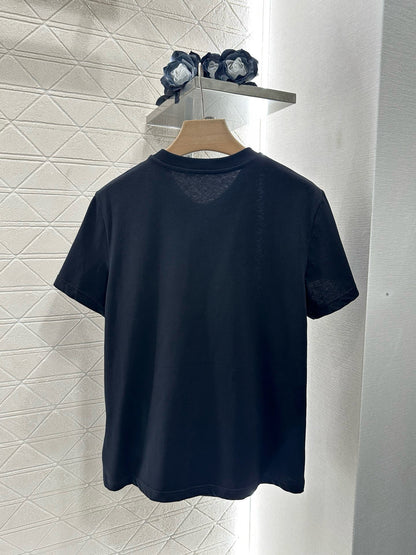 L*♥2025 new product Pocket short-sleeved top with jacquard shorts set