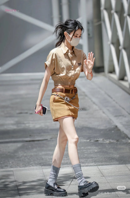 Mi*mi*♥2025 new product Lapel short shirt