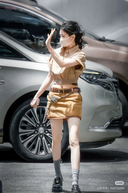 Mi*mi*♥2025 new product Lapel short shirt