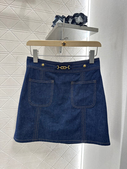 C*♥2025 new product Chain denim skirt