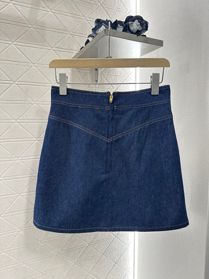 C*♥2025 new product Chain denim skirt