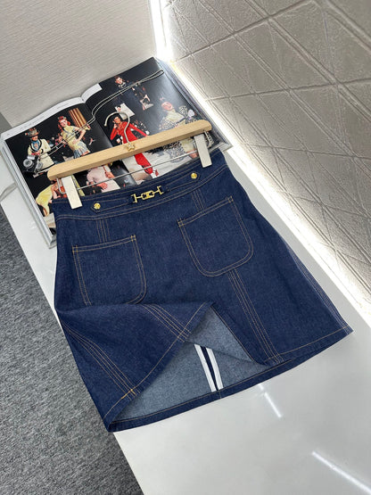 C*♥2025 new product Chain denim skirt