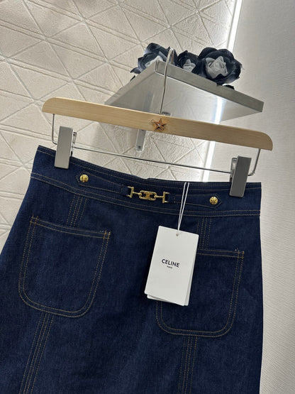 C*♥2025 new product Chain denim skirt