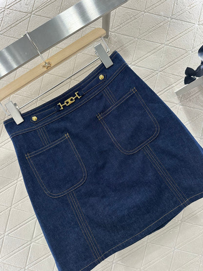 C*♥2025 new product Chain denim skirt