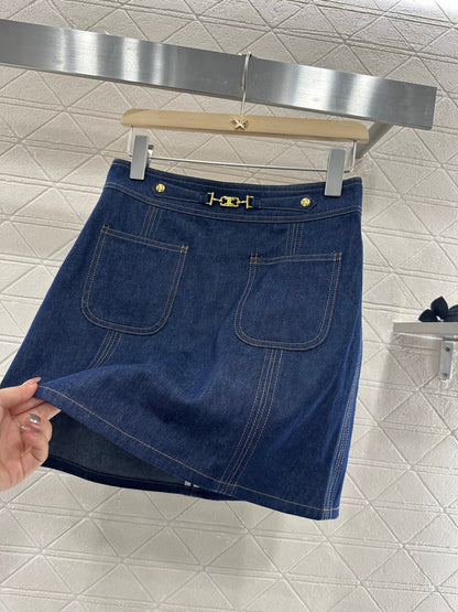C*♥2025 new product Chain denim skirt