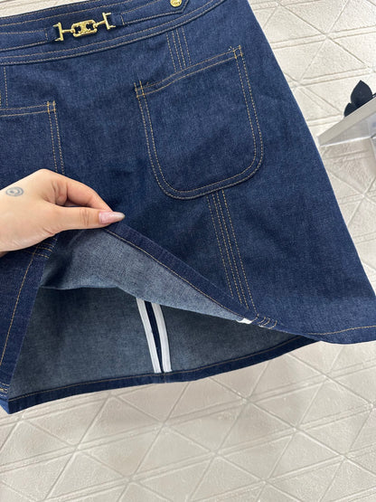C*♥2025 new product Chain denim skirt