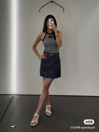 C*♥2025 new product Chain denim skirt