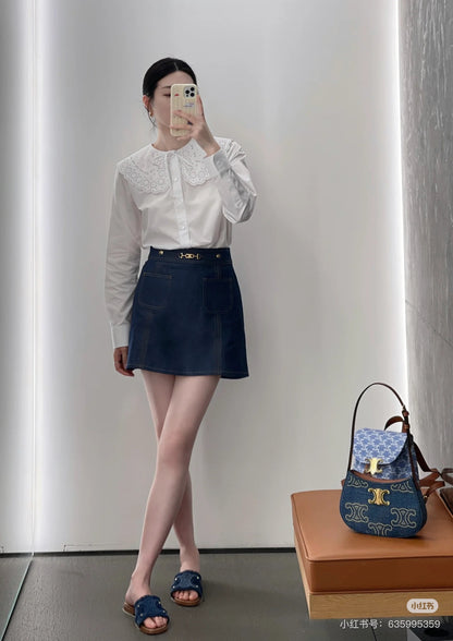 C*♥2025 new product Chain denim skirt
