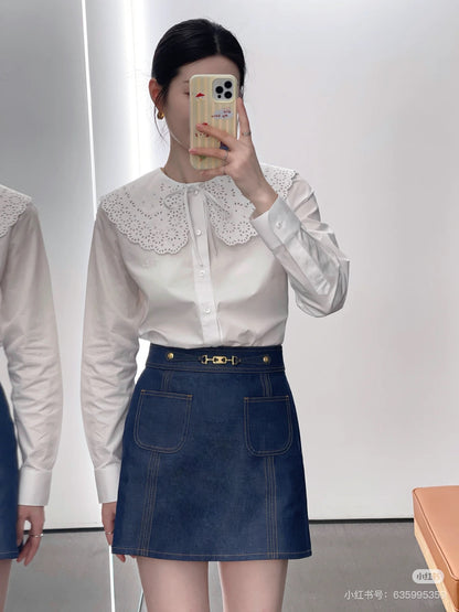 C*♥2025 new product Chain denim skirt