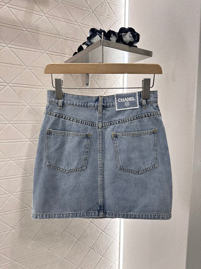 C*♥2025 new product Embroidered denim skirt