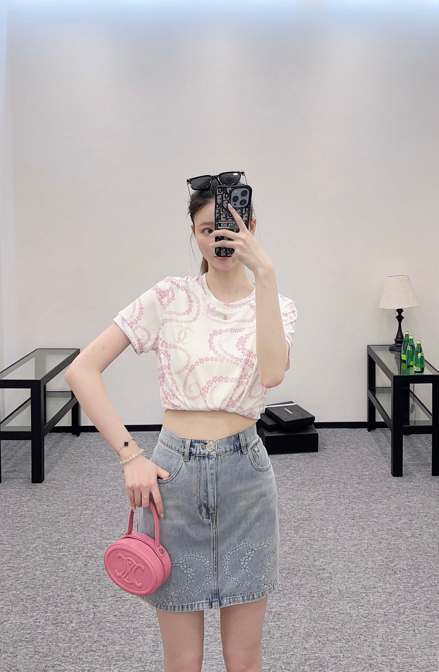 C*♥2025 new product Embroidered denim skirt