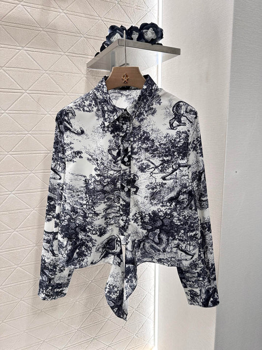 D*♥2025 new product Reactive printed knotted shirt