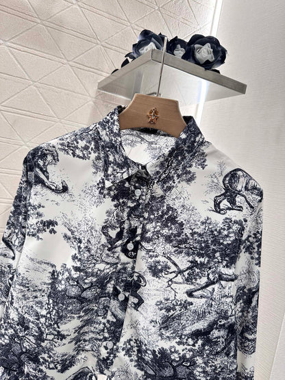 D*♥2025 new product Reactive printed knotted shirt