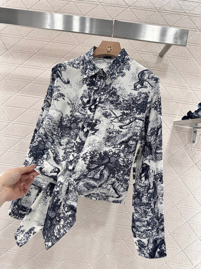 D*♥2025 new product Reactive printed knotted shirt