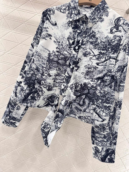 D*♥2025 new product Reactive printed knotted shirt