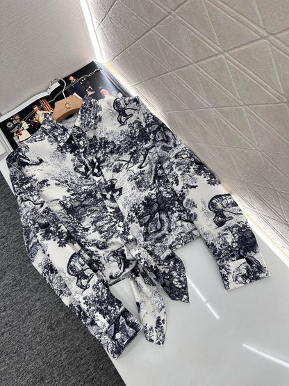 D*♥2025 new product Reactive printed knotted shirt