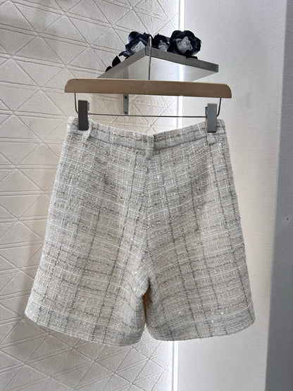 C*♥2025 new product Woven plaid vest shorts set