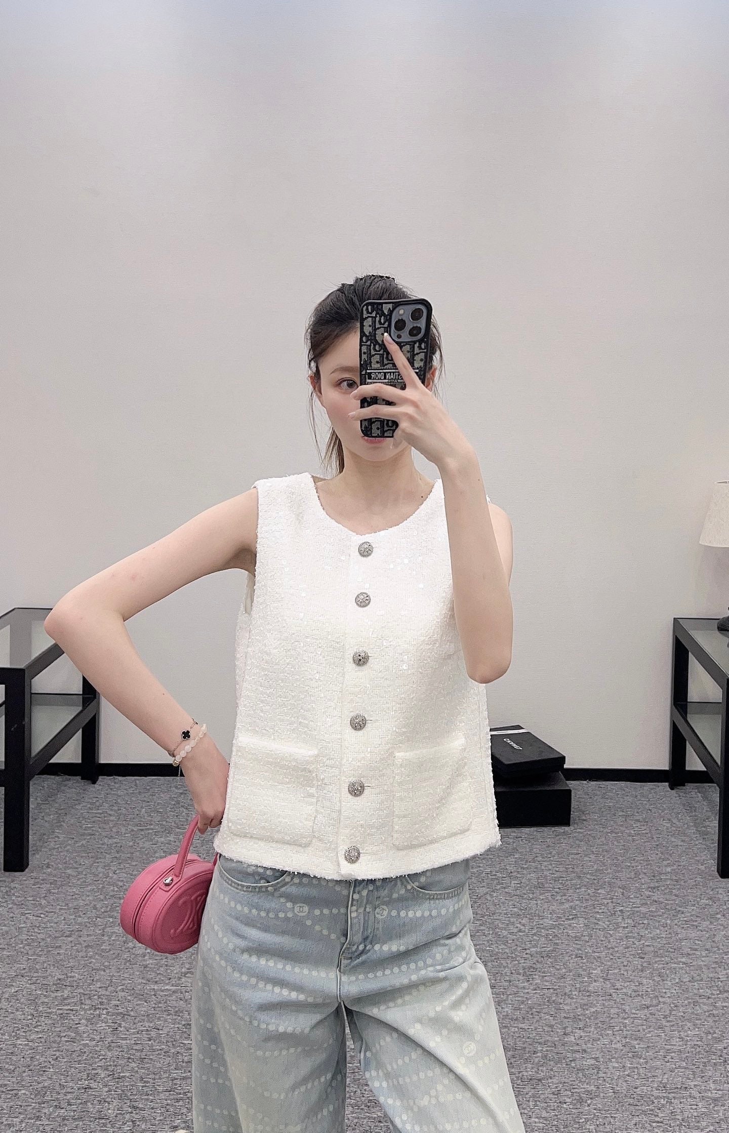 C*♥2025 new product Heavy sequin woven vest