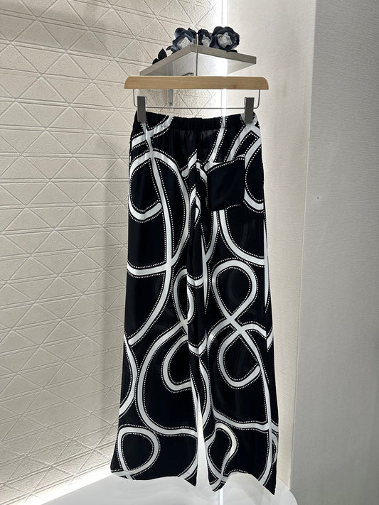 H*♥2025 new product Drawstring printed straight pants
