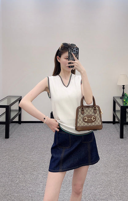 G*♥2025 new product Contrast color knitted vest