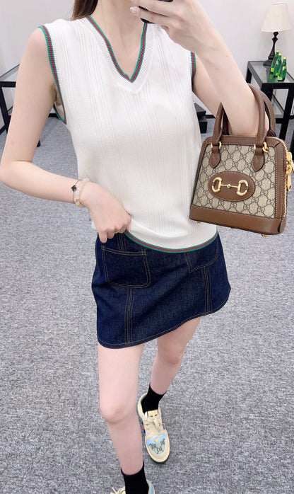 G*♥2025 new product Contrast color knitted vest