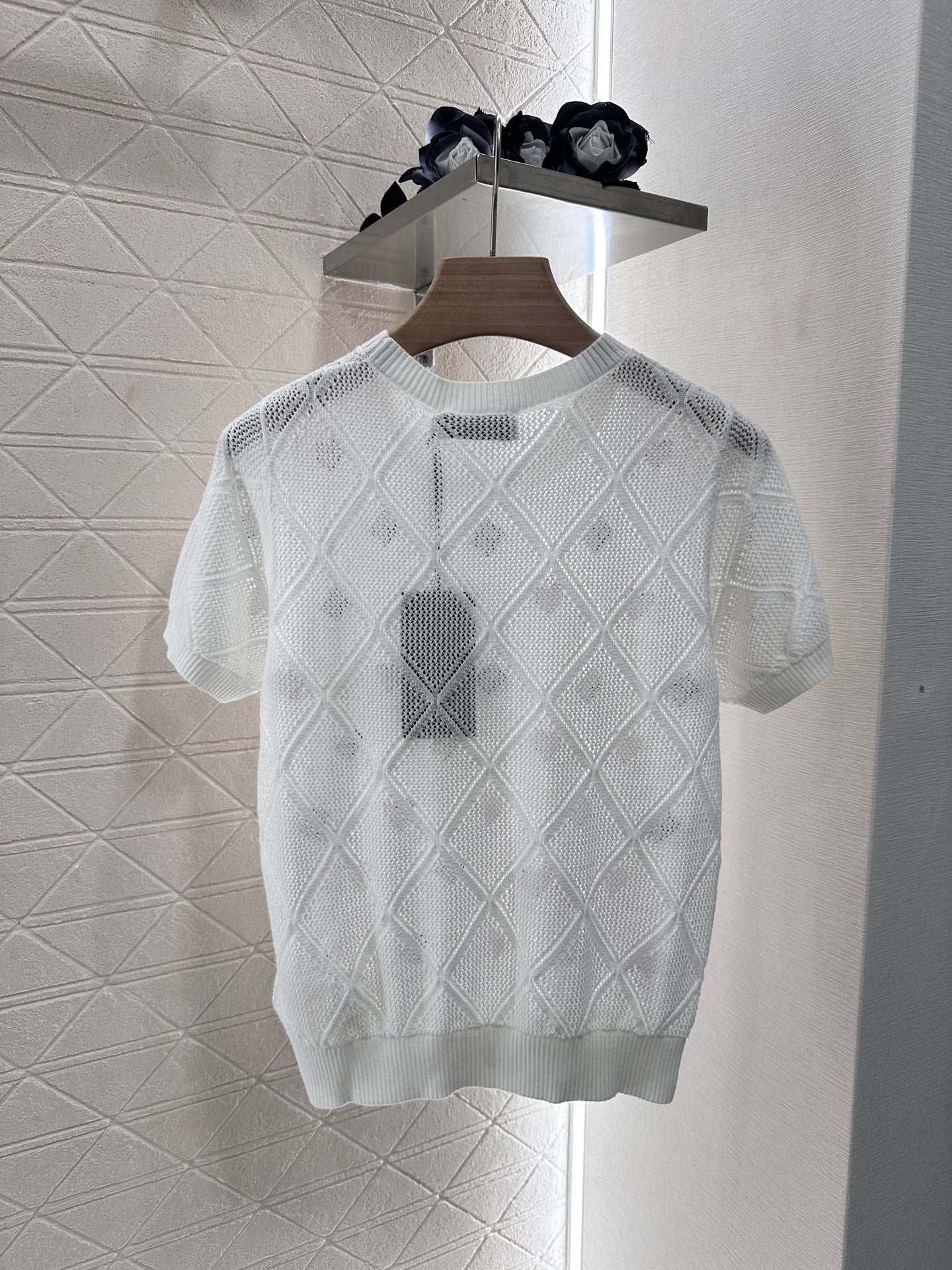 F*♥2025 new product Heart-shaped hollow knitted short sleeves