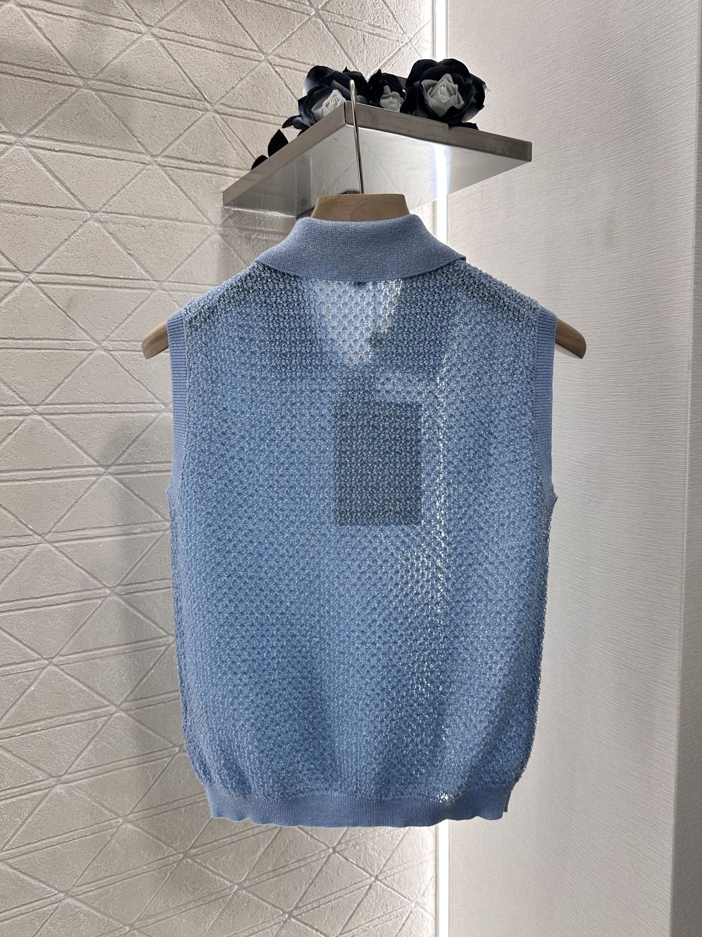 C*♥2025 new product Heavy sequin silver thread knitted vest