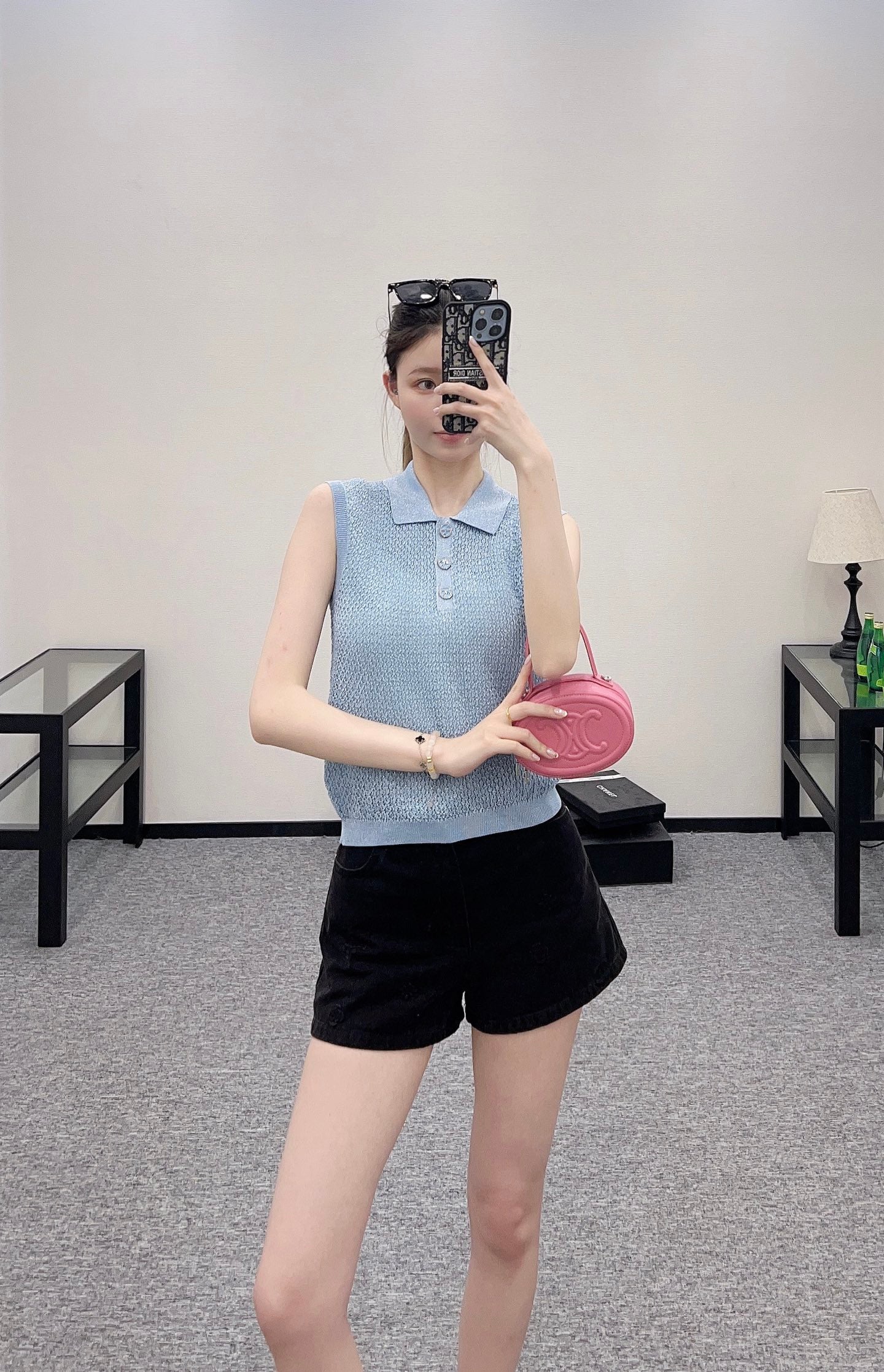 C*♥2025 new product Heavy sequin silver thread knitted vest