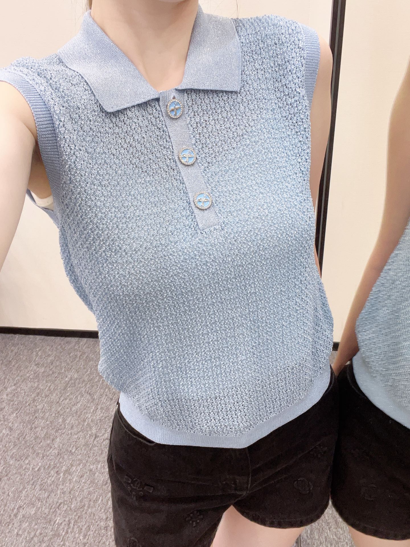 C*♥2025 new product Heavy sequin silver thread knitted vest