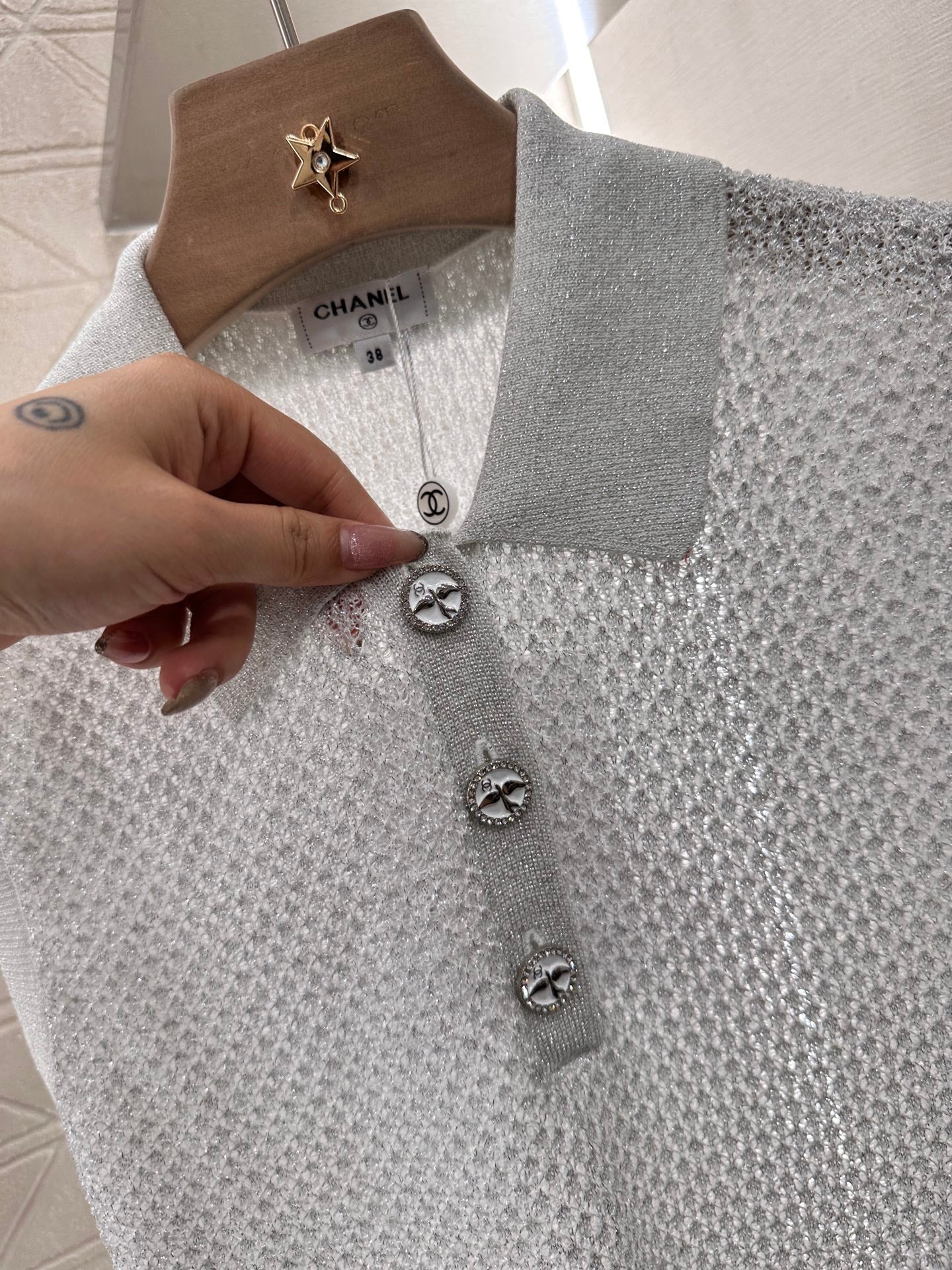 C*♥2025 new product Heavy sequin silver thread knitted vest