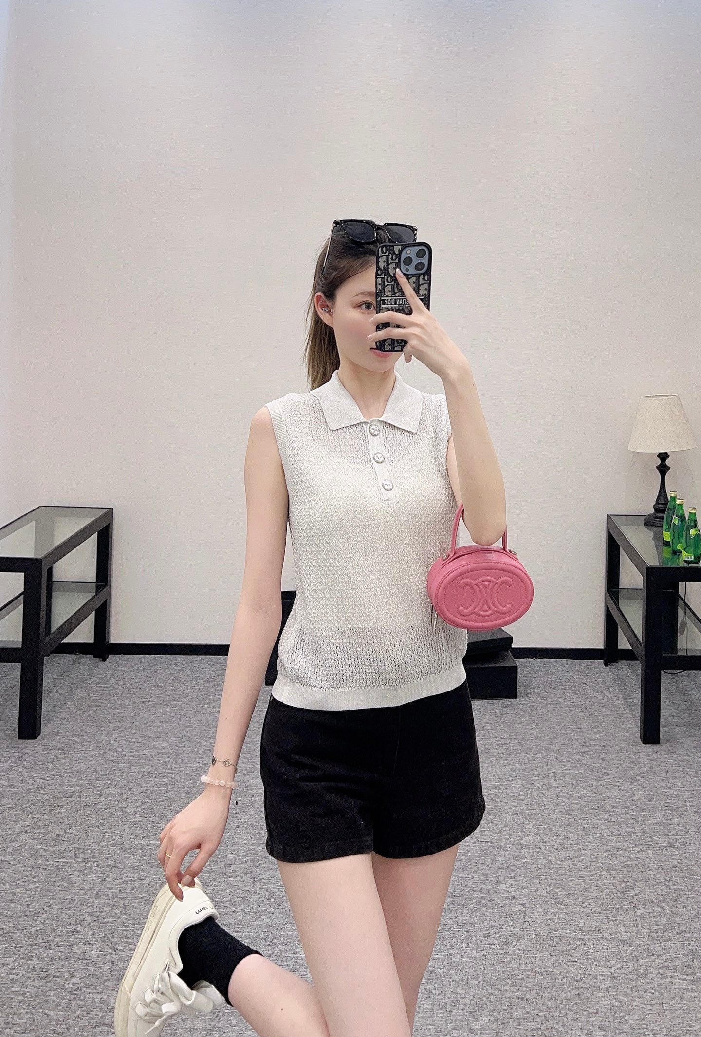 C*♥2025 new product Heavy sequin silver thread knitted vest