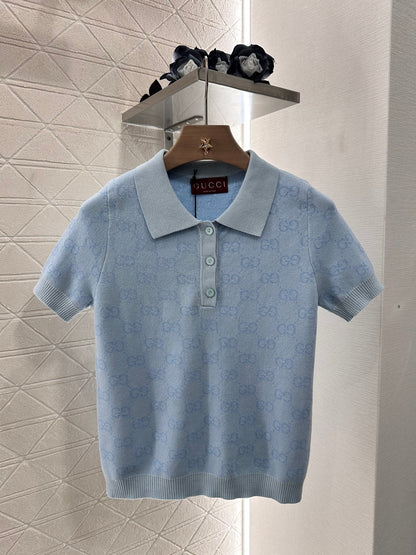 G*♥2025 new product 𝑝𝑜𝑙𝑜 knitted top