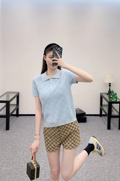 G*♥2025 new product 𝑝𝑜𝑙𝑜 knitted top