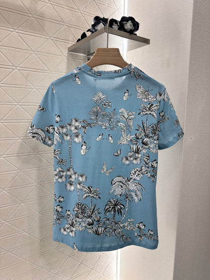 D*♥2025 new product Round neck reactive printing