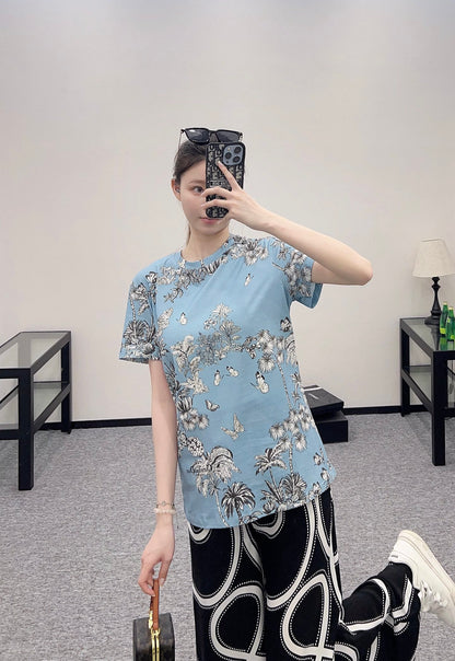 D*♥2025 new product Round neck reactive printing