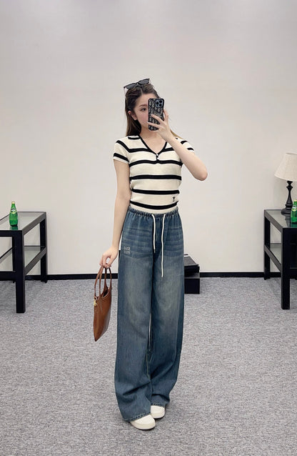 Mi*mi*♥2025 new products Drawstring belt jeans