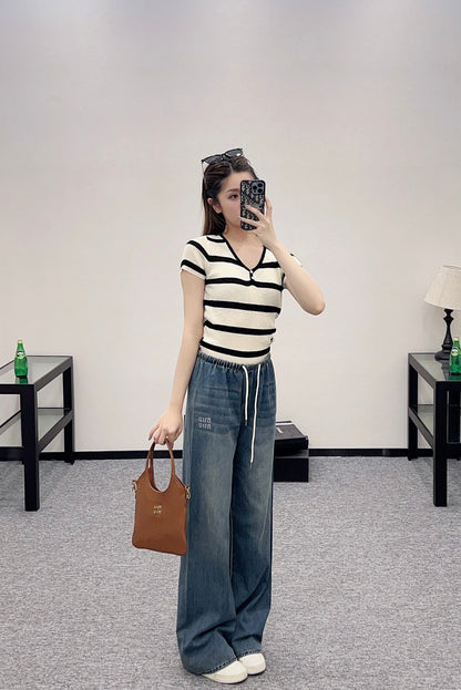 Mi*mi*♥2025 new products Drawstring belt jeans