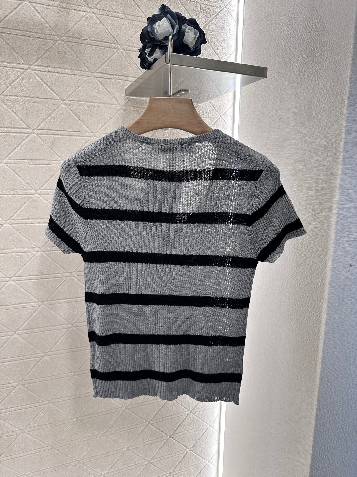 D*♥2025 new product Striped knitted short sleeves