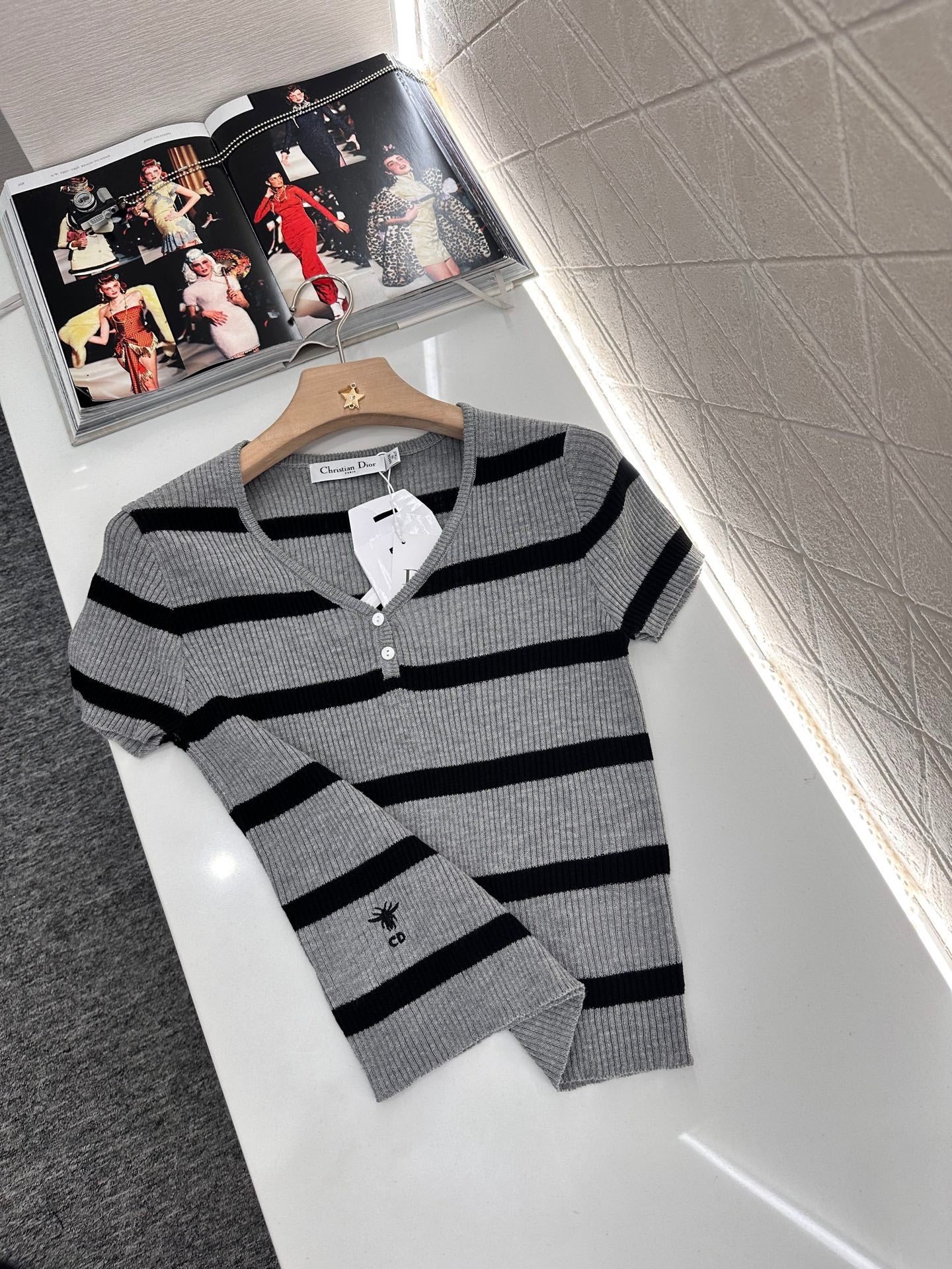 D*♥2025 new product Striped knitted short sleeves