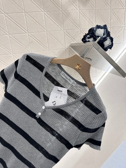 D*♥2025 new product Striped knitted short sleeves