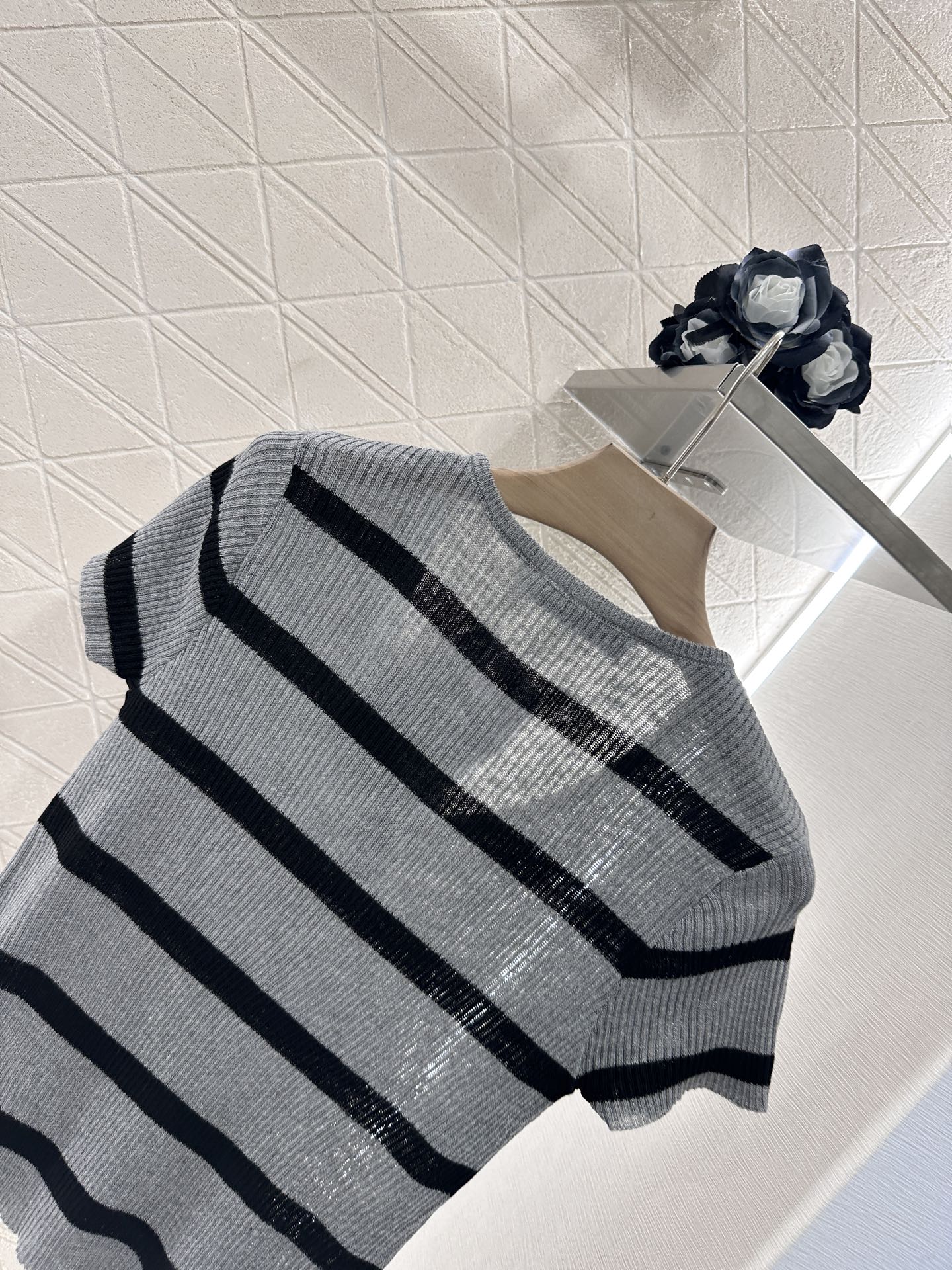 D*♥2025 new product Striped knitted short sleeves