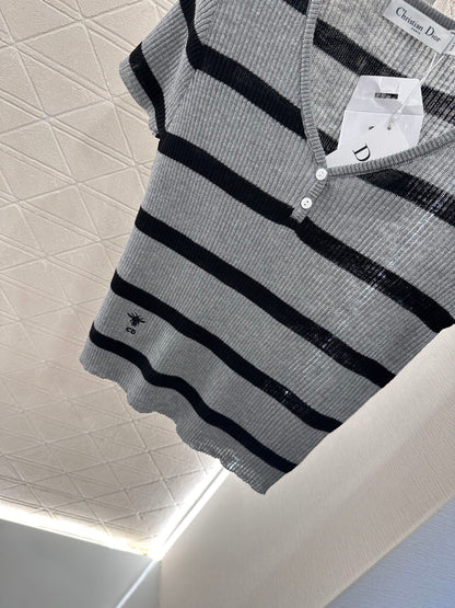 D*♥2025 new product Striped knitted short sleeves
